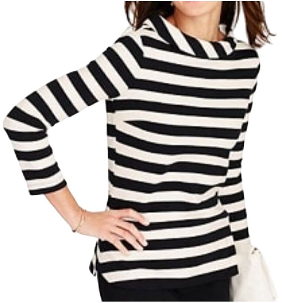 Talbots Striped Portrait Collar Jackie O Button Back Vintage Inspired Size Mp